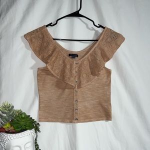 American Eagle Eyelet Tank Women’s Blouse Tan Size XS Top